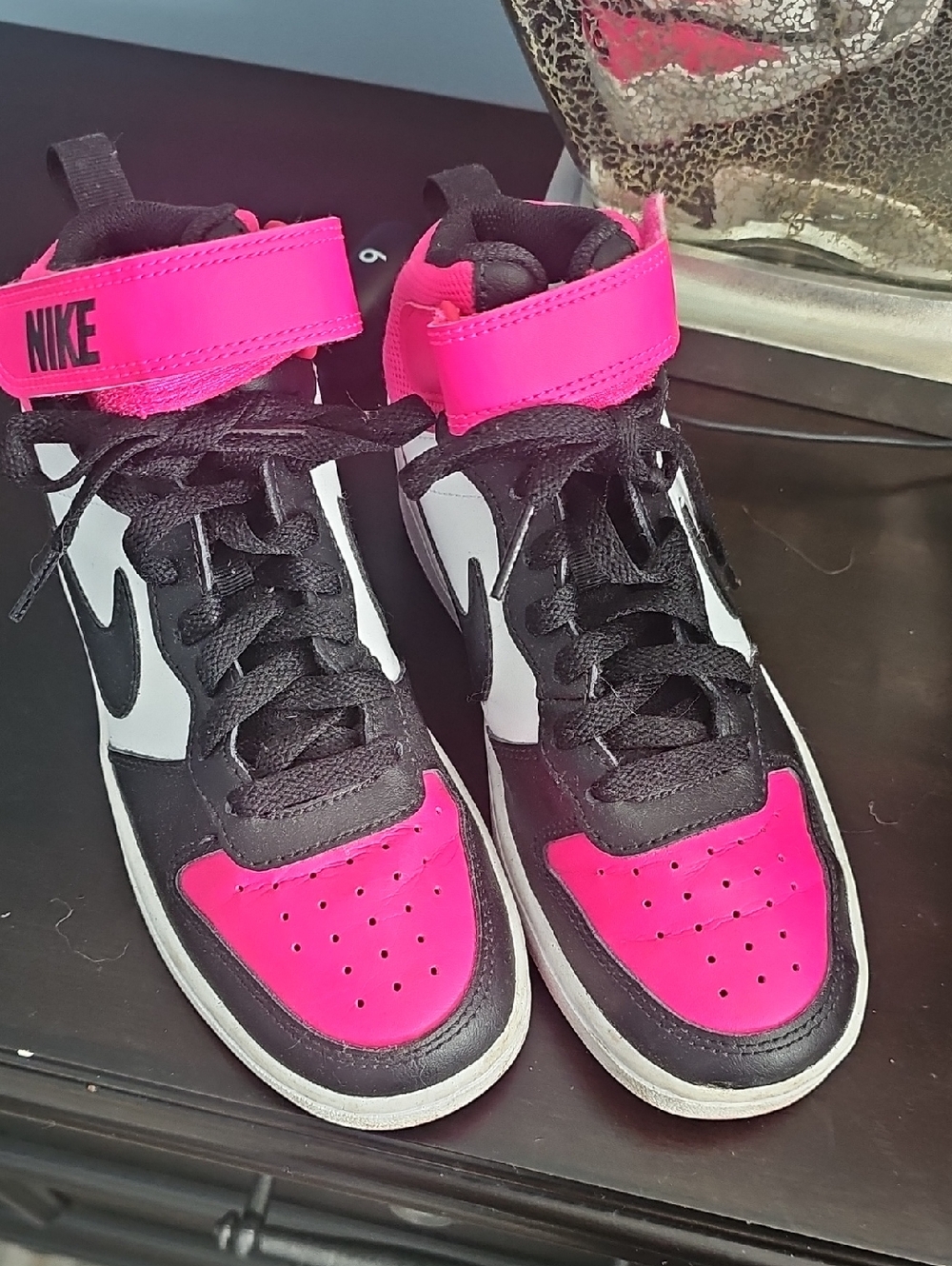 Nike Kids High-Top Sneakers - Black, White & Hot Pink